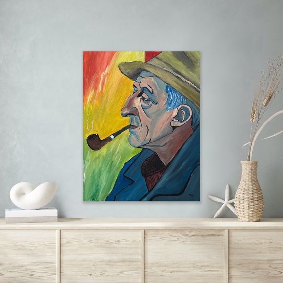 OLD MAN WITH GREEN HAT AND PIPE - Picture 7 of 7